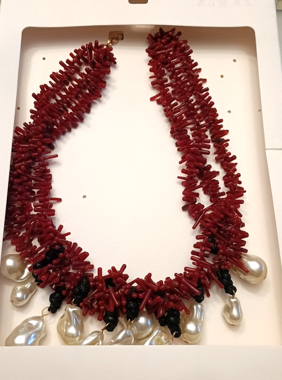ZARA WOMAN NWT Multi strand NECKLACE Burgundy BEADS Faux PEARLS 4736/061/303 FAB